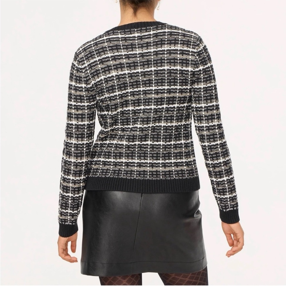 J. Crew Cotton Lady Tweed Gold Button-Front Cardian Jacket Medium NWOT - Picture 2 of 9
